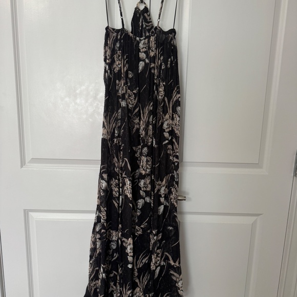 NWT ANTHROPOLOGIE SHEER HALTER MAXI DRESS BLACK FLORAL XXS, XS, S - Picture 6 of 9